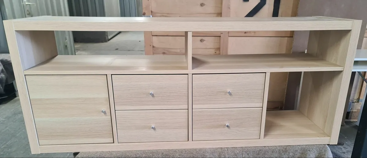 TV Storage Unit – White Stained Oak Effect - Image 1