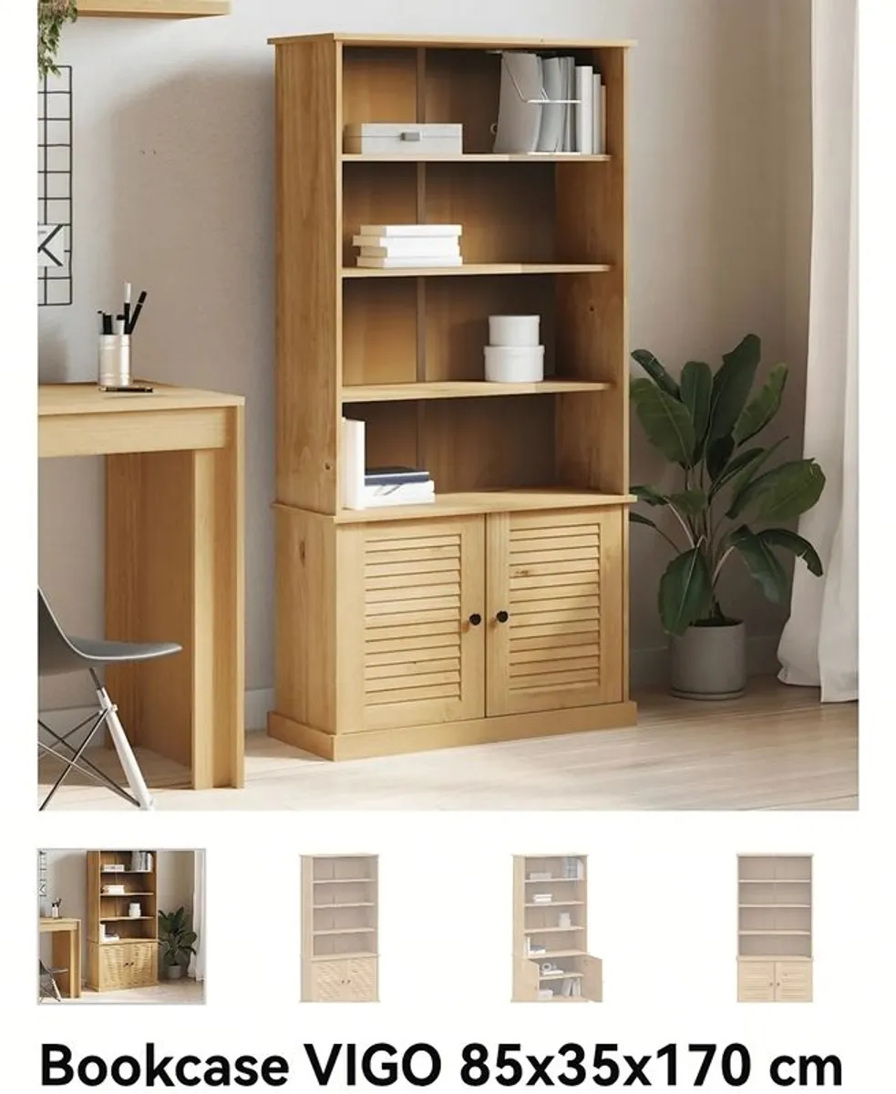 New pine bookcase or shelving unit, assembled