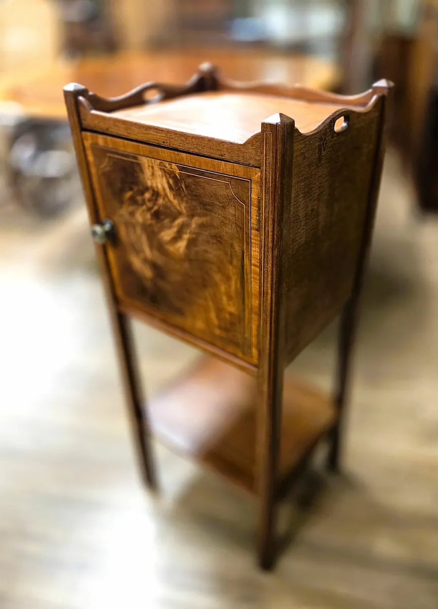 Edwardian Walnut Bedside Cabinet- Circa 1910 - Image 4