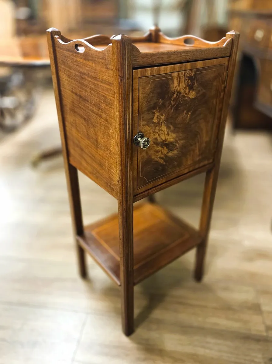 Edwardian Walnut Bedside Cabinet- Circa 1910 - Image 1