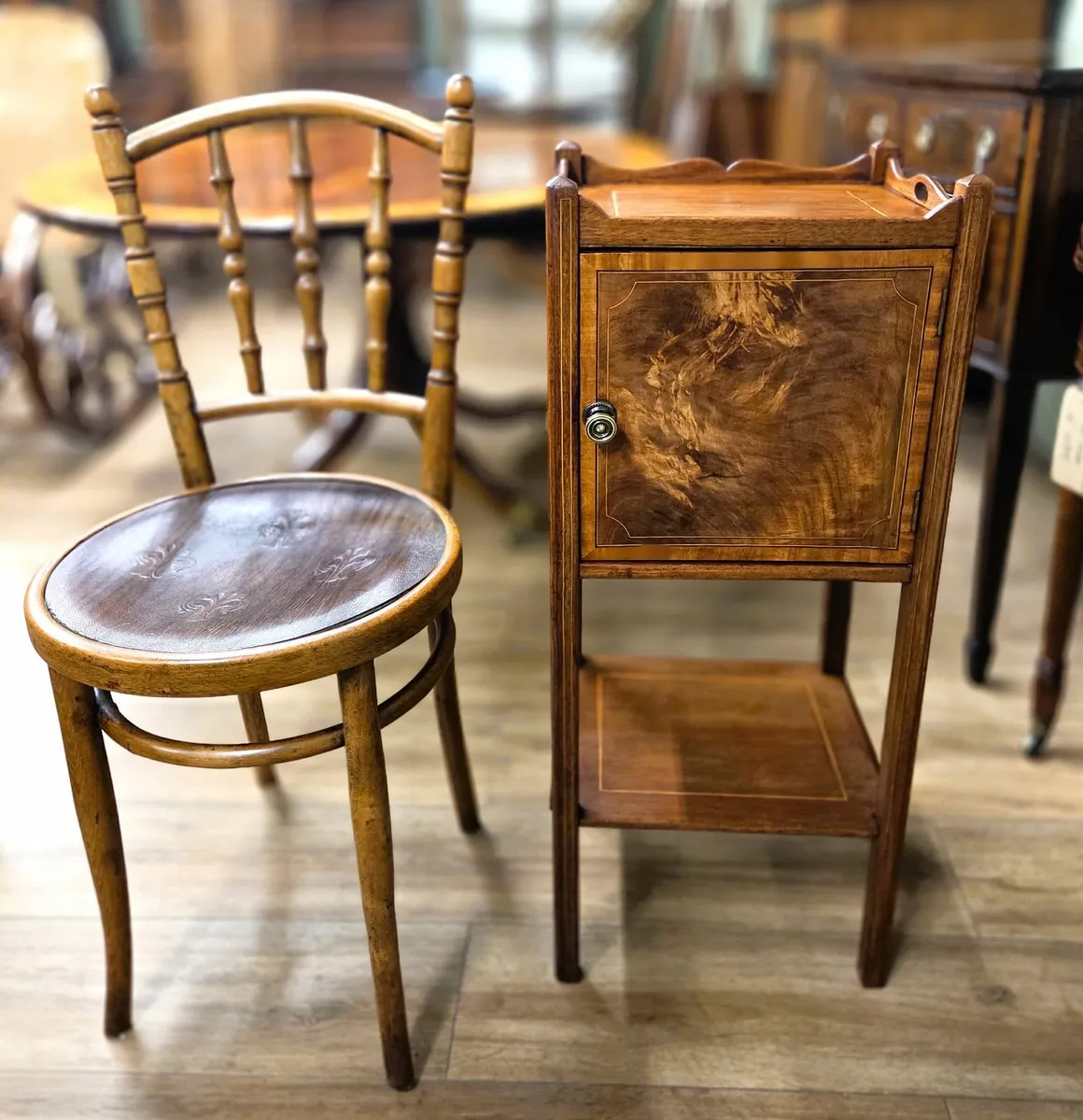 Edwardian Walnut Bedside Cabinet- Circa 1910 - Image 2