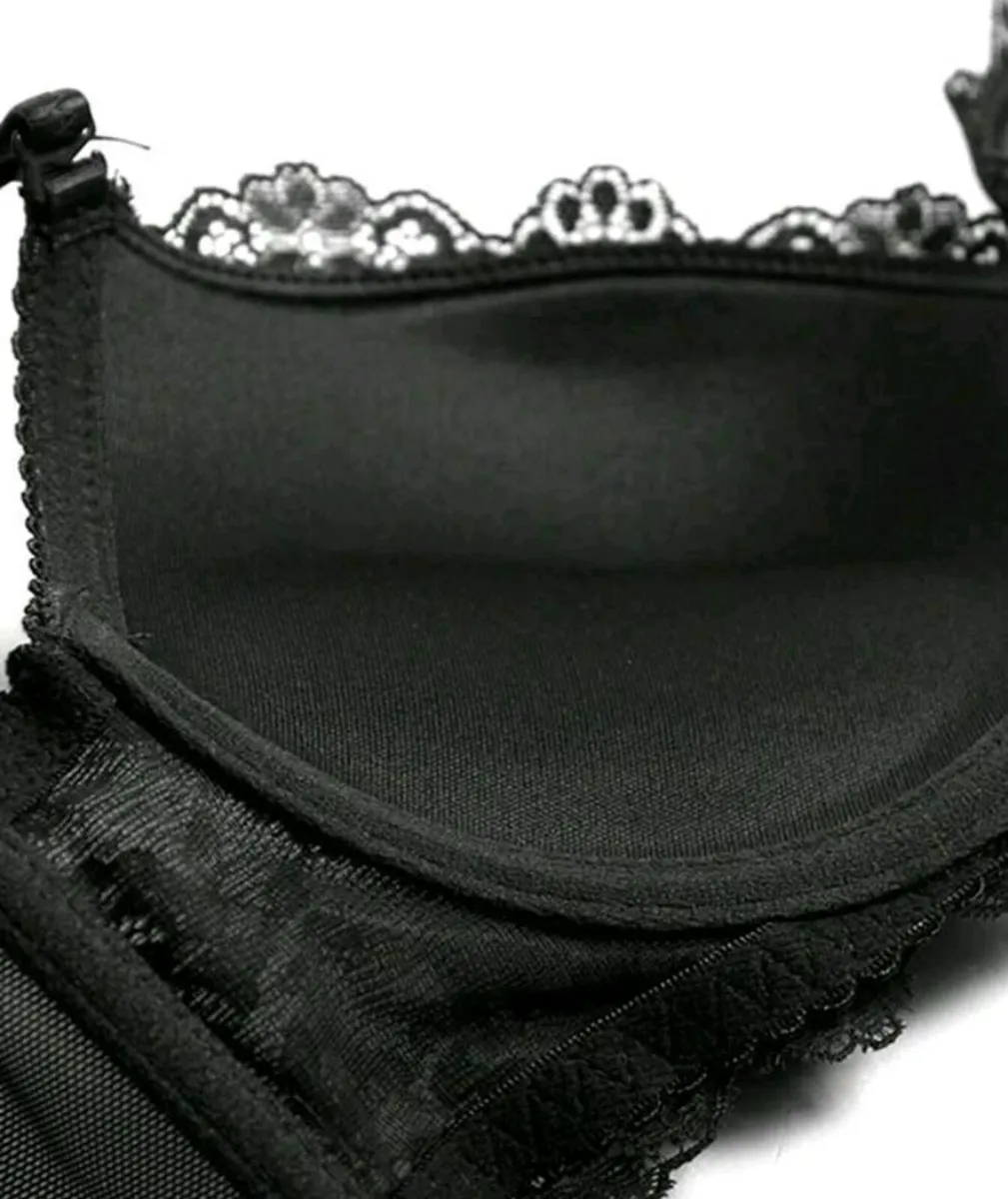 Women'S Lace Bra With Diamond Decoration, Push Up - Image 3