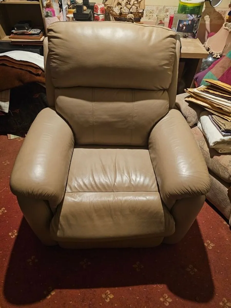 Leather Recliner Sofa Chair for Elderly with Remote Control, Side Pocket - Image 1