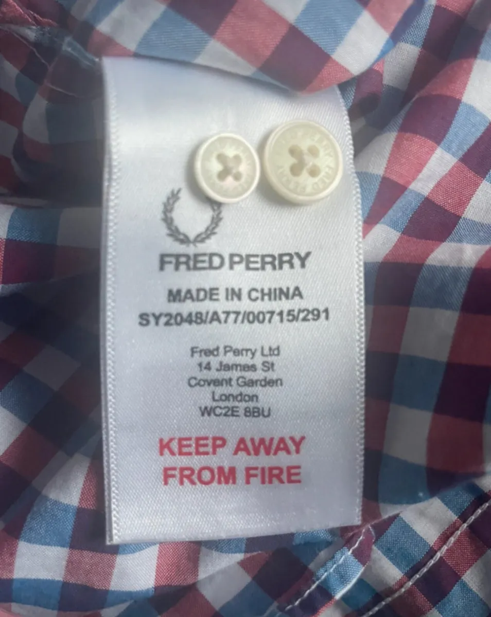 Fred Perry XL check shirt sleeve shirt - Image 4