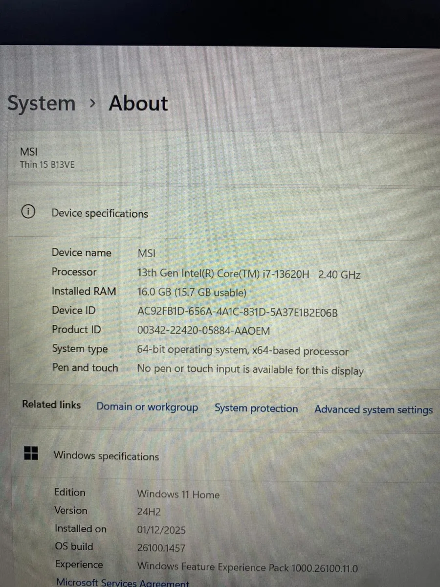 MSI Thin 15.6" 144Hz Gaming Laptop i7-13620H - Image 2