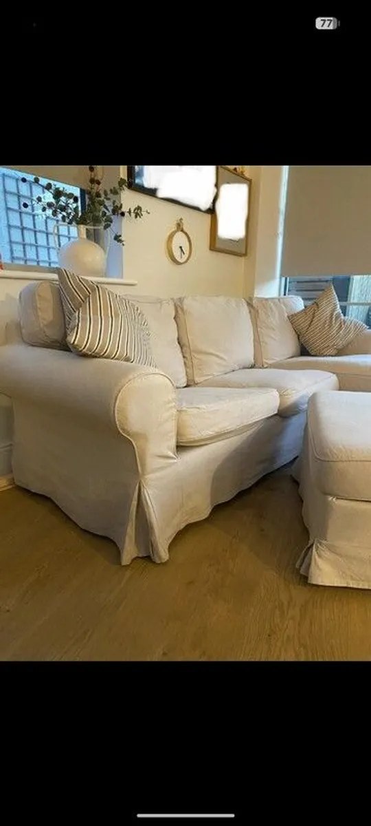 PRICE DROP Ikea Ektorp 3 seater sofa with chaise longue and footstool - Image 1