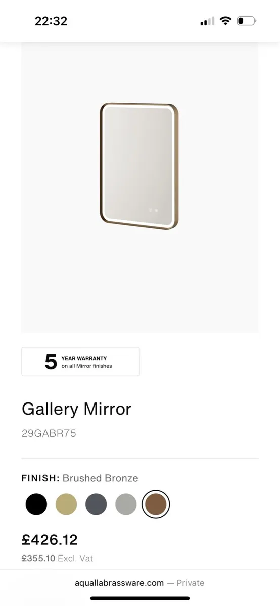 Bronze/gold illuminated mirror 500 x700mm - Image 2