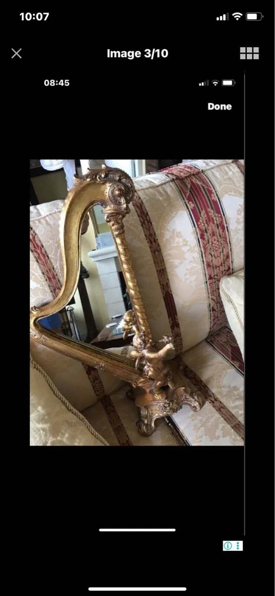Antique Harp Shaped Tabletop Mirror - Image 3