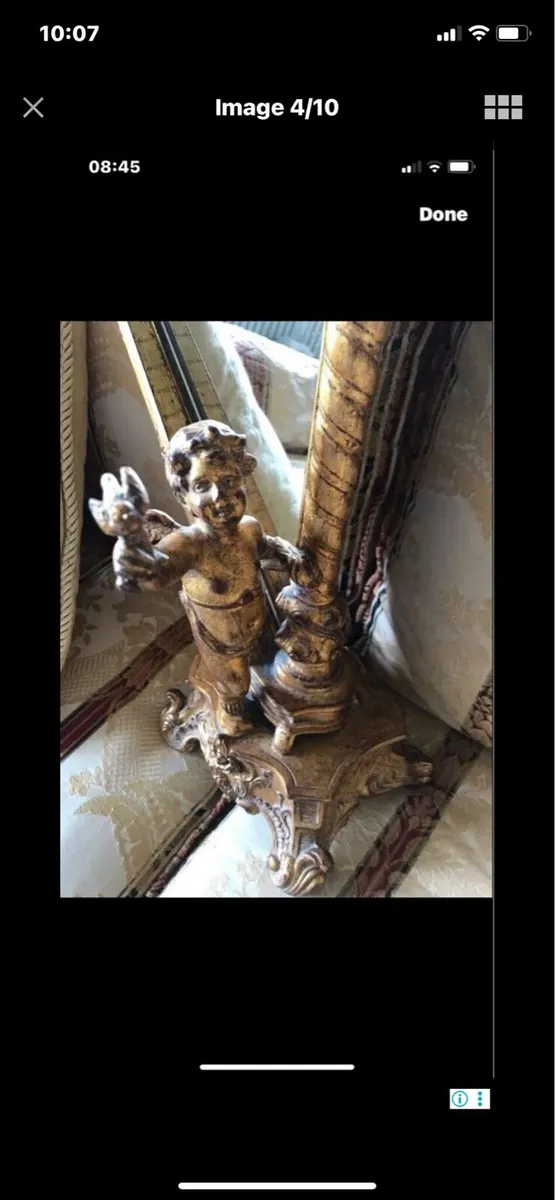 Antique Harp Shaped Tabletop Mirror - Image 4