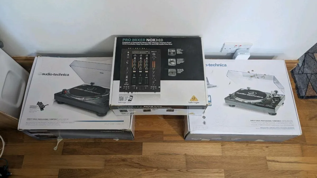 Vinyl DJ Setup (2 Turntables and Mixer) - Image 2