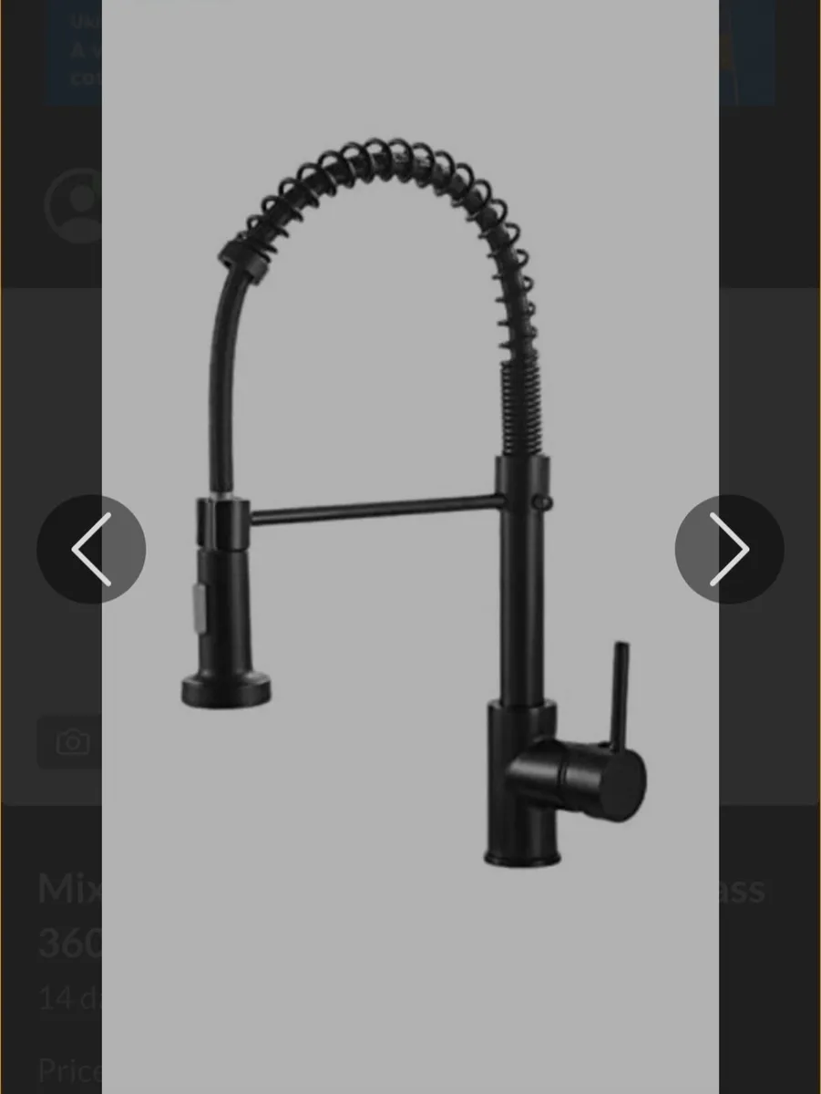 Kitchen mixer tap swivel dual spray spout black - Image 2