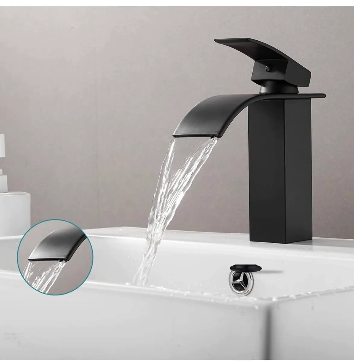 Waterfall bathroom tap black - Image 3