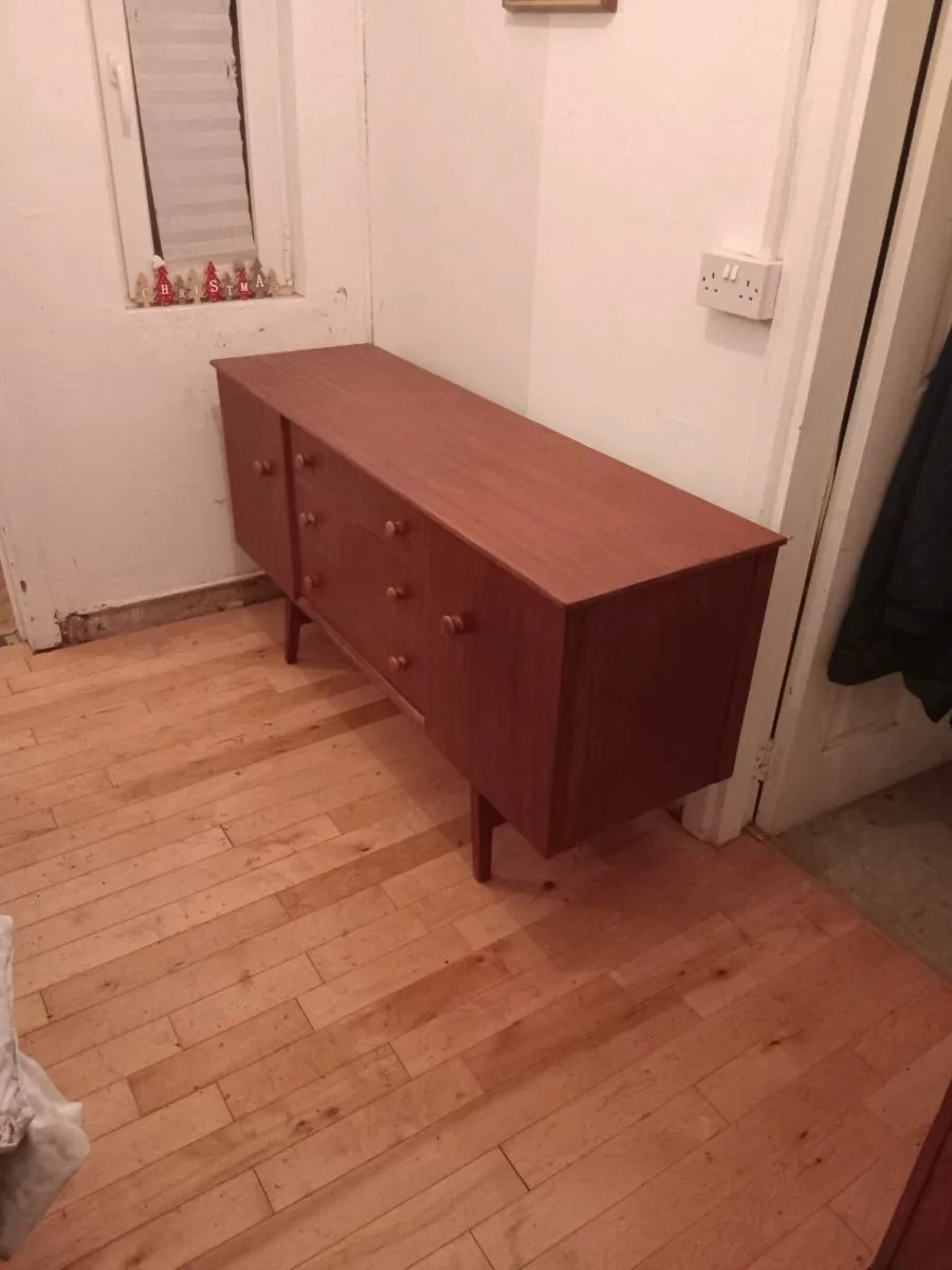 mid century teak short sideboard restored - Image 2