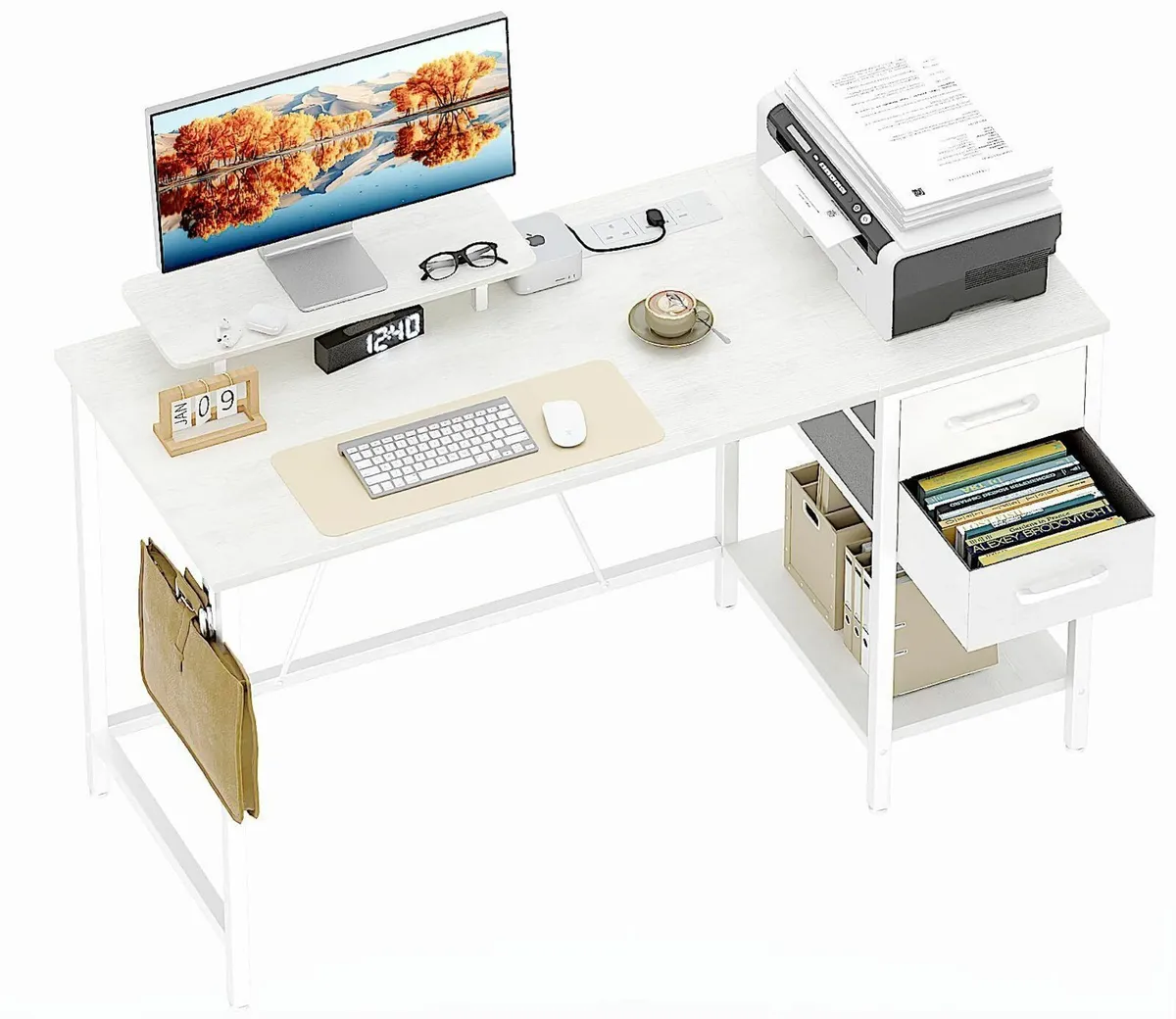 Computer Desk with Drawers Power Outlets 100 cm - Image 1