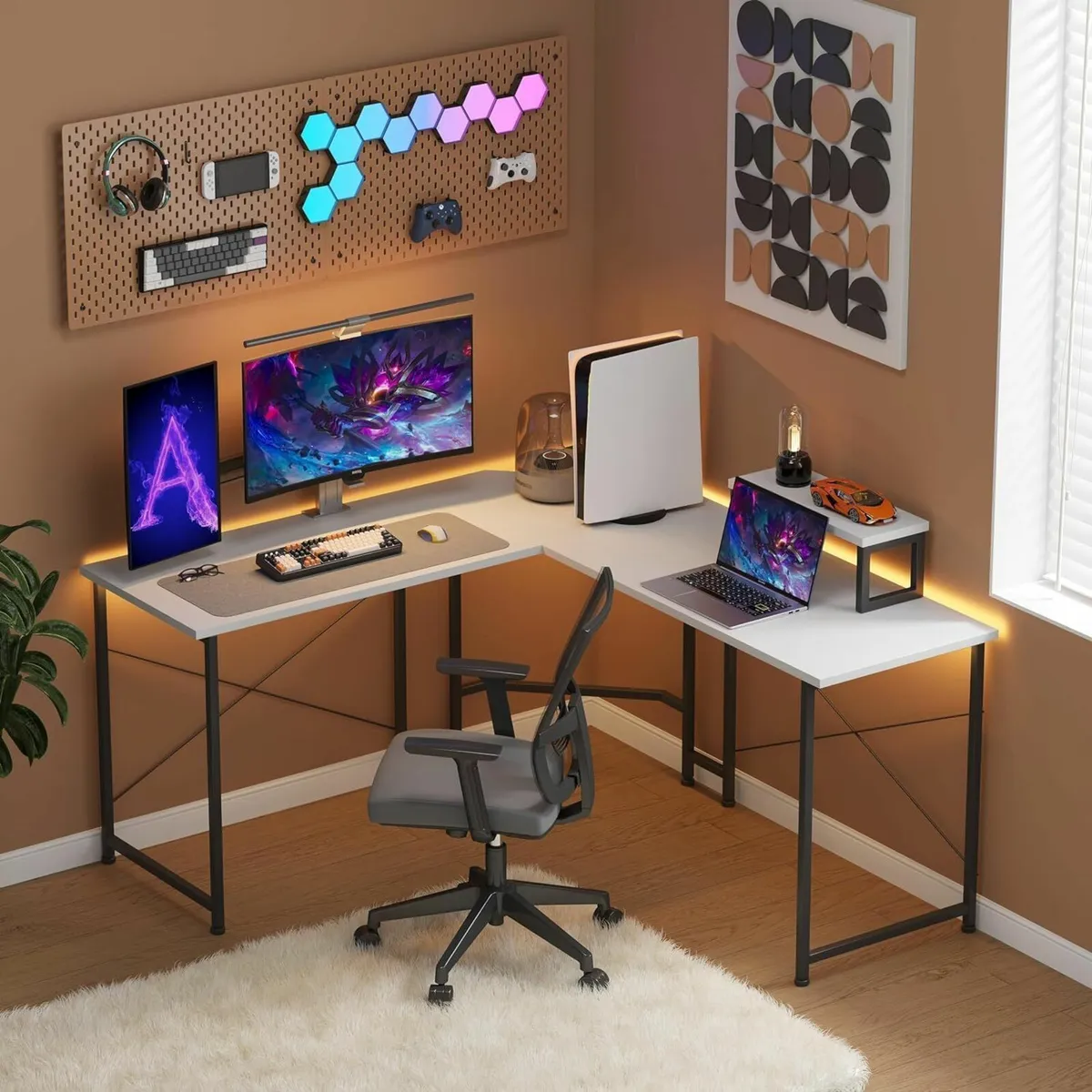 Corner Desk 50 L Shaped Gaming with Removable - Image 1