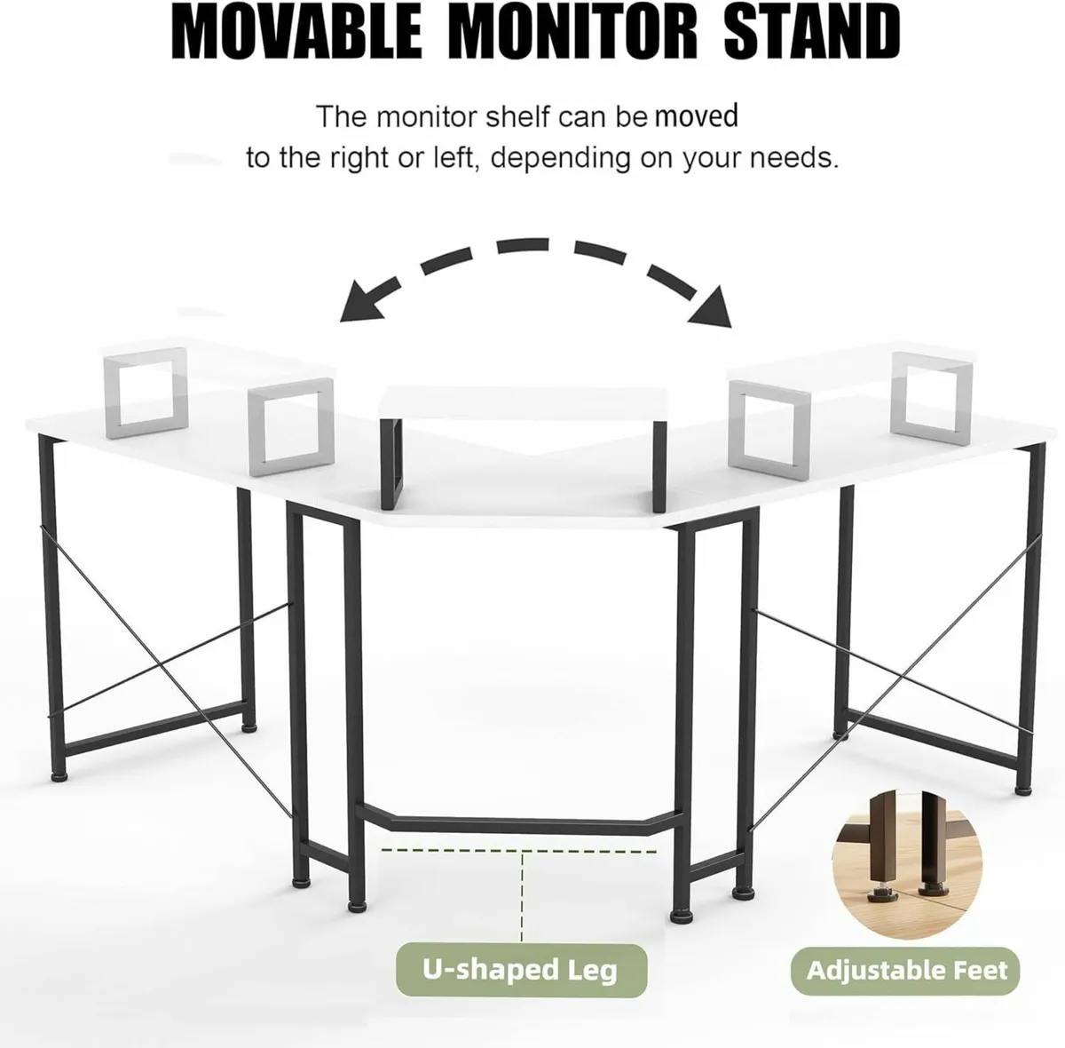 Corner Desk 50 L Shaped Gaming with Removable - Image 3