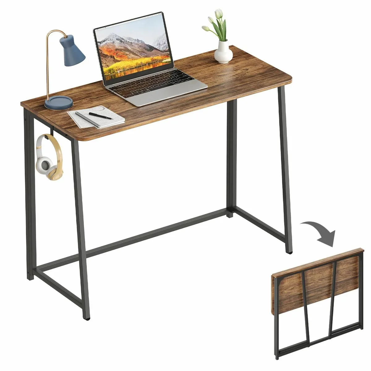 Folding Desk Small Writing Space-Saving Foldable - Image 1