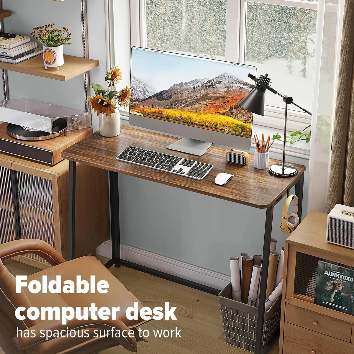 Folding Desk Small Writing Space-Saving Foldable - Image 3