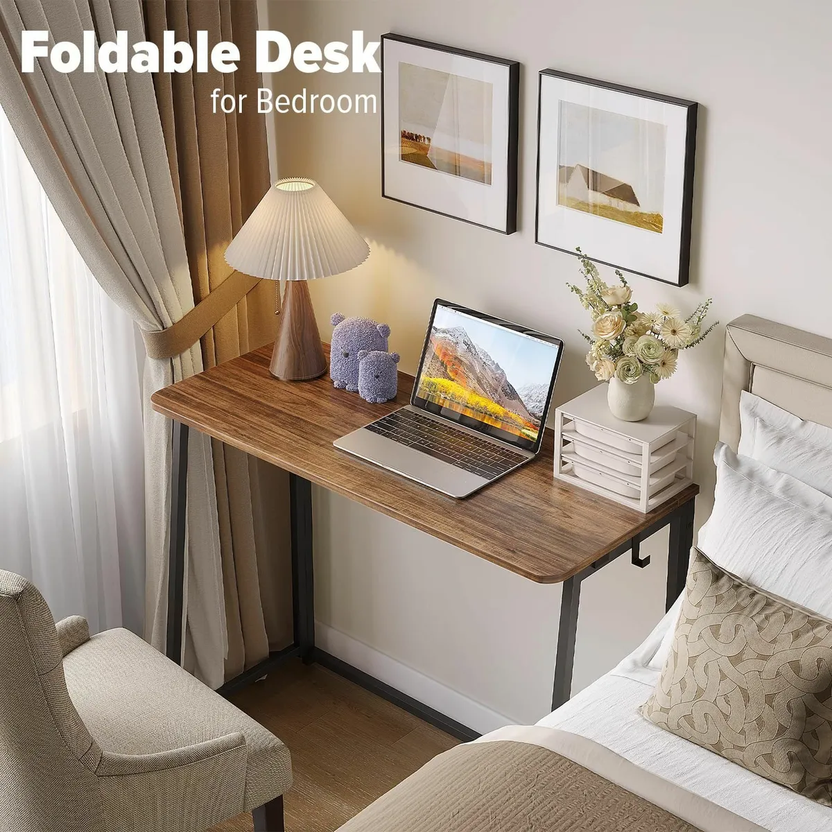 Folding Desk Small Writing Space-Saving Foldable - Image 4