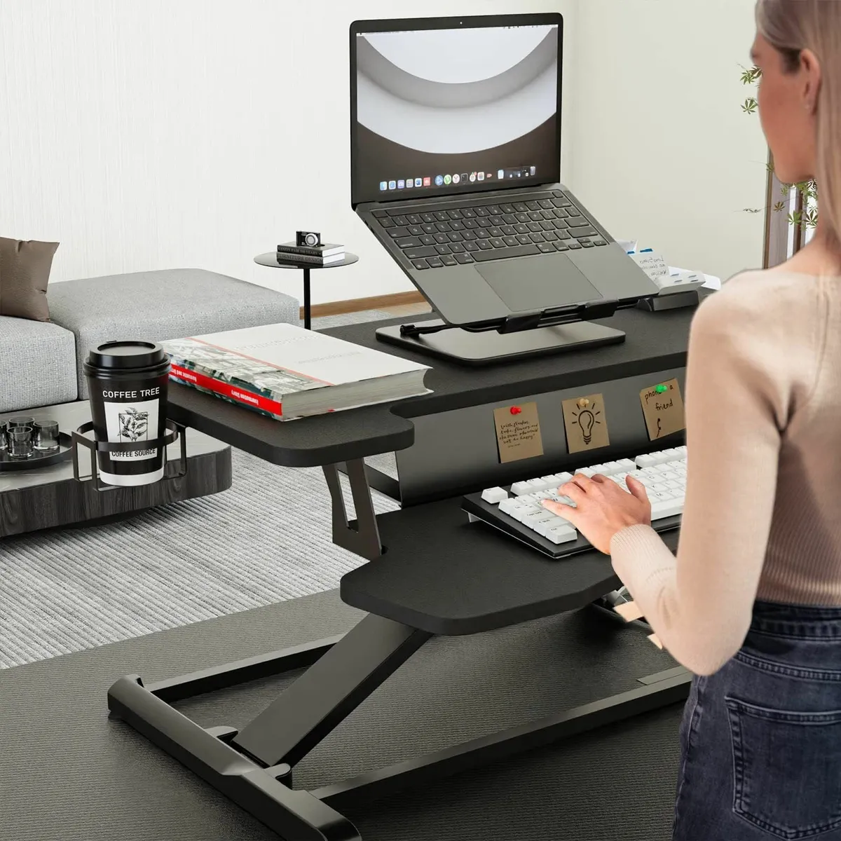 Standing Desk Converter 37'' Dual Tiered Sit-Stand - Image 2