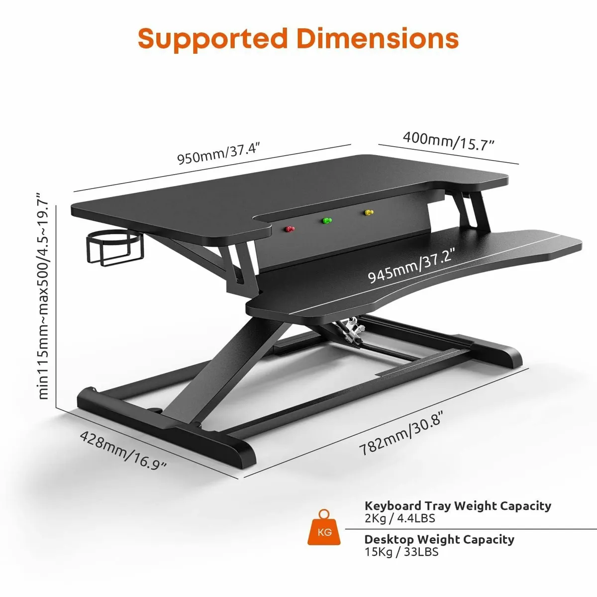 Standing Desk Converter 37'' Dual Tiered Sit-Stand - Image 3