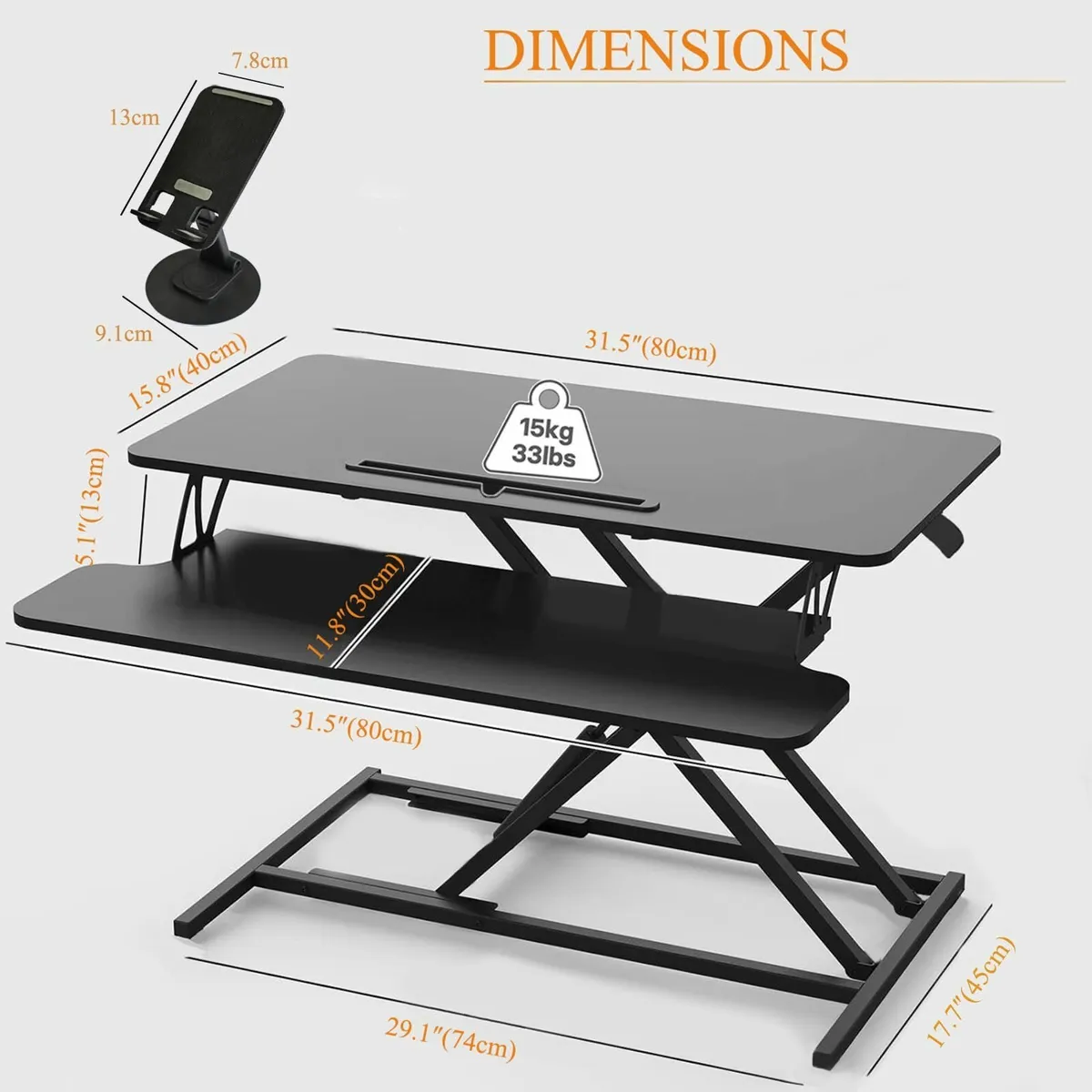 Standing Desk Converter 32 Height Adjustable Sit - Image 3