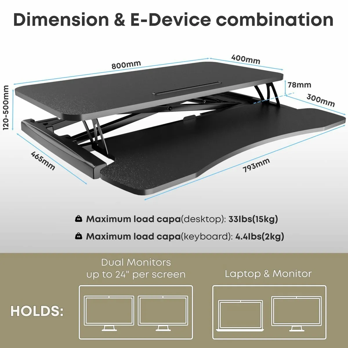 32 inch Standing Desk Converter Height Adjustable - Image 3