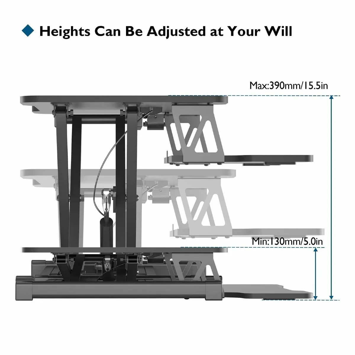 Standing Desk Converter 55cm Height Adjustable - Image 4