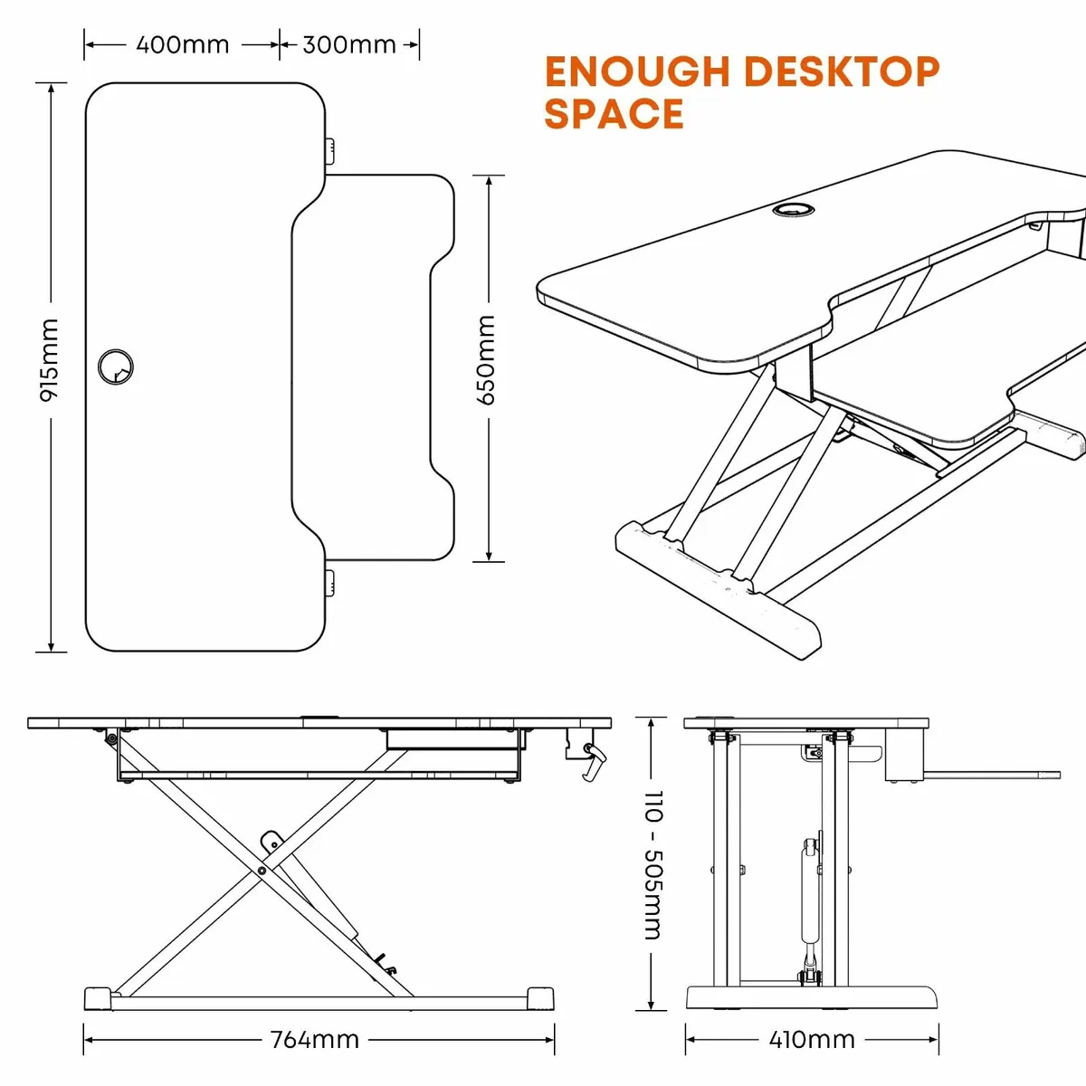 Standing Desk Converter 36 Height Adjustable Sit - Image 3