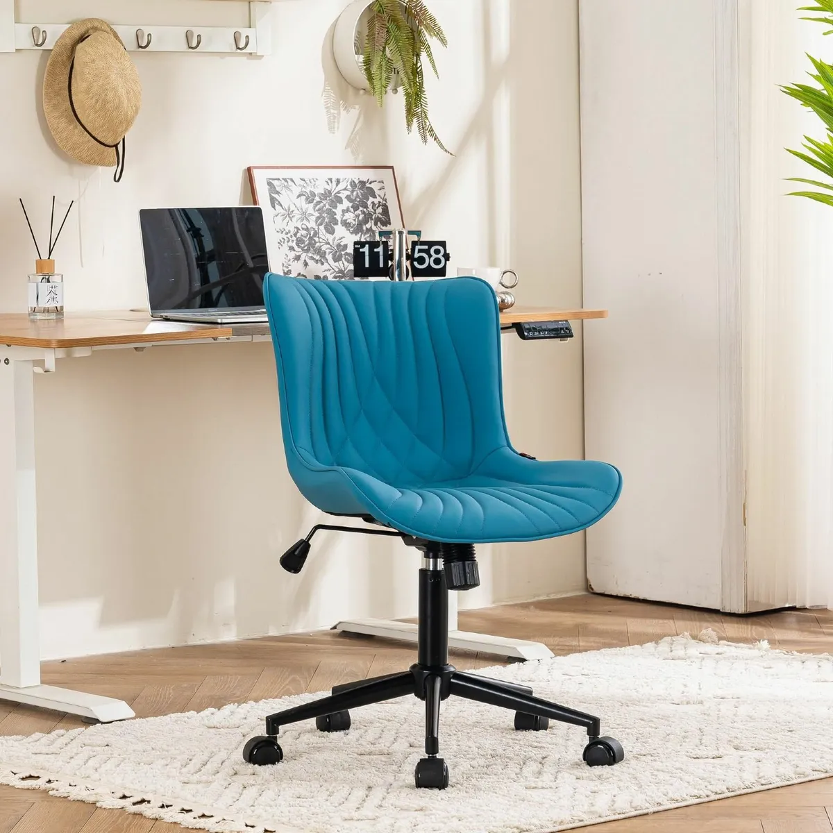 Adjustable Office Chair Leather Computer Desk - Image 1
