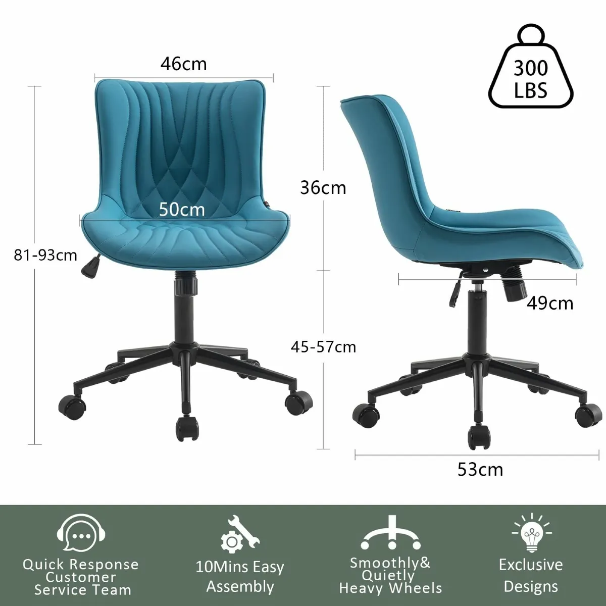 Adjustable Office Chair Leather Computer Desk - Image 2
