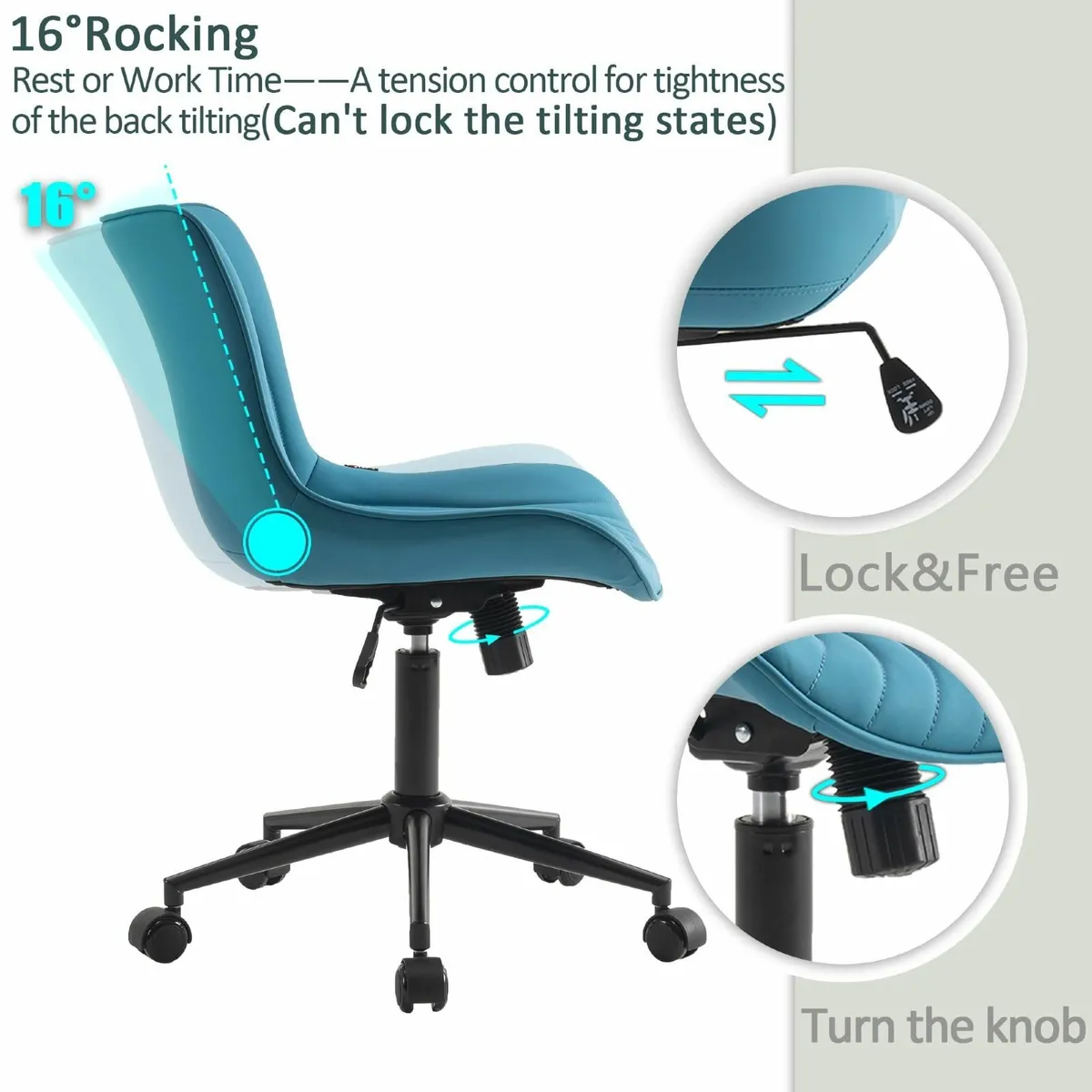 Adjustable Office Chair Leather Computer Desk - Image 4
