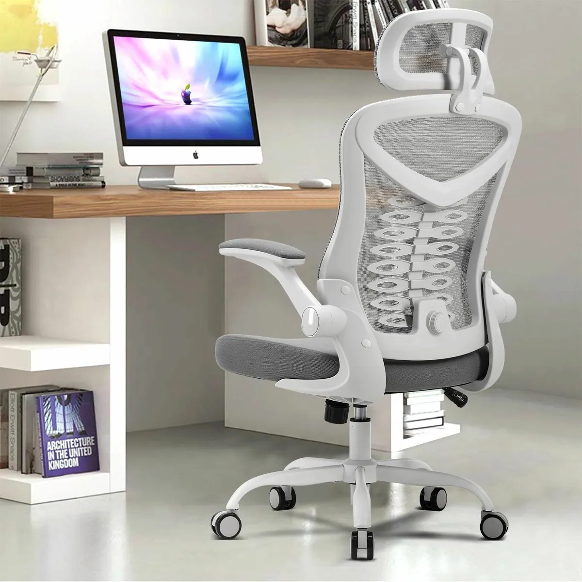 Office Chair Adjustable Desk with Flip-up Armrest - Image 1
