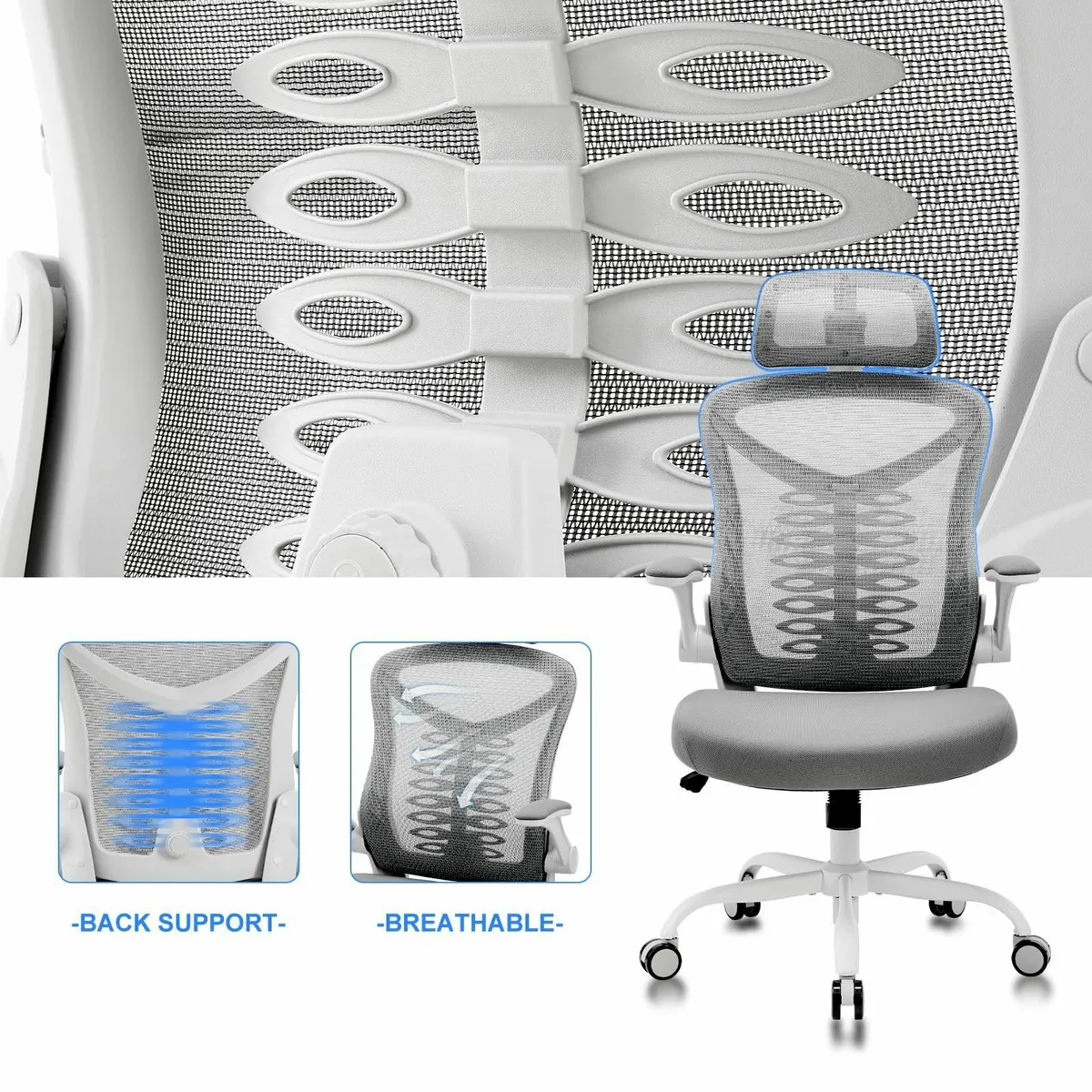 Office Chair Adjustable Desk with Flip-up Armrest - Image 3
