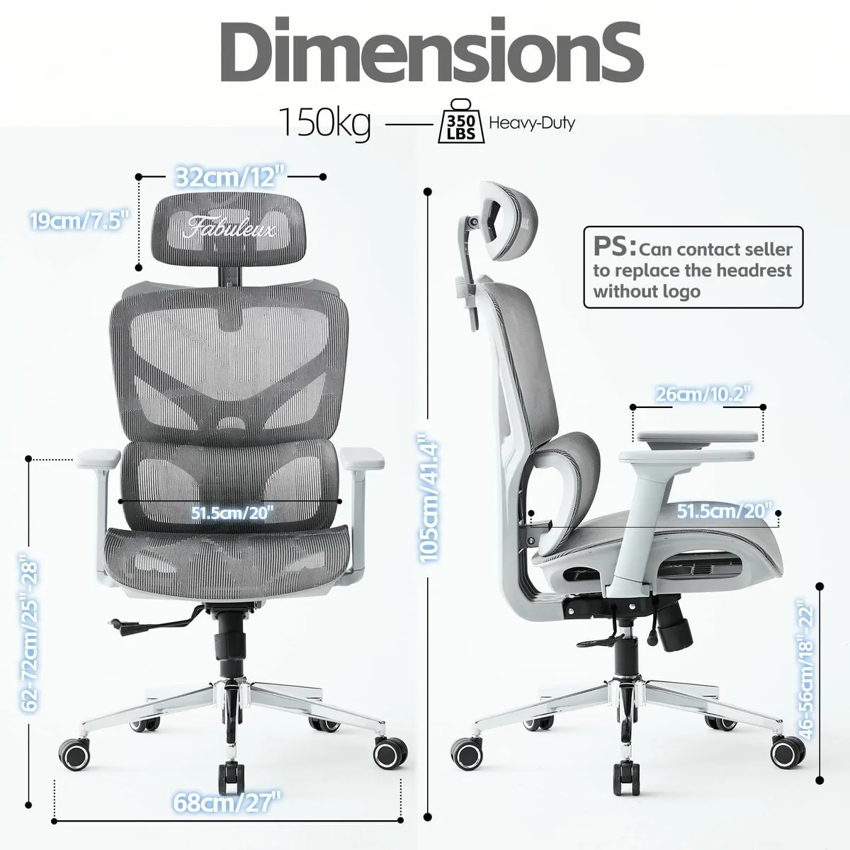 Ergonomic Office Chair Mesh Desk with Adjustable - Image 2