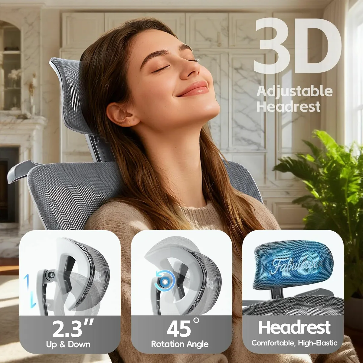 Ergonomic Office Chair Mesh Desk with Adjustable - Image 3