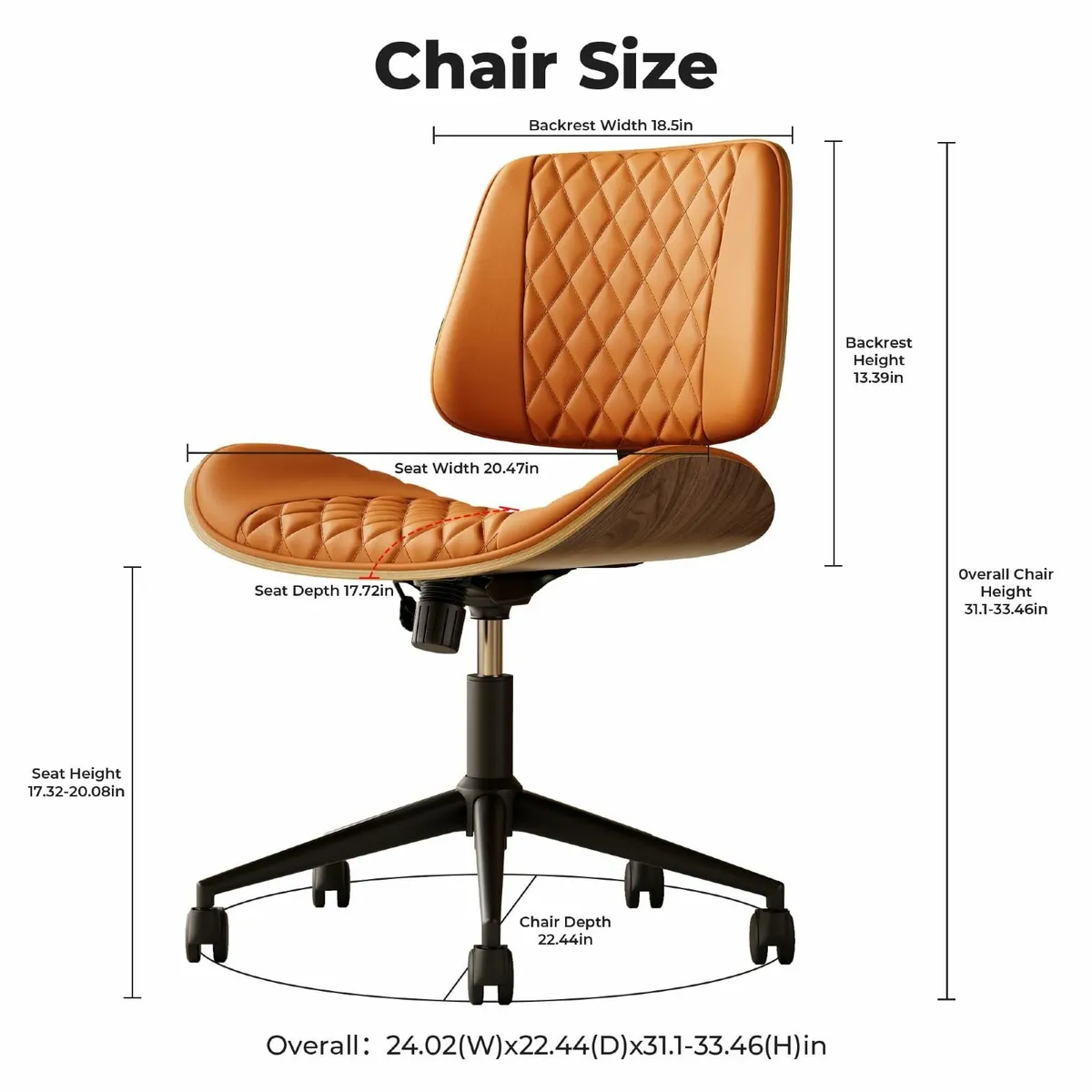 Home Office Desk Chair with Wheels Adjustable - Image 2
