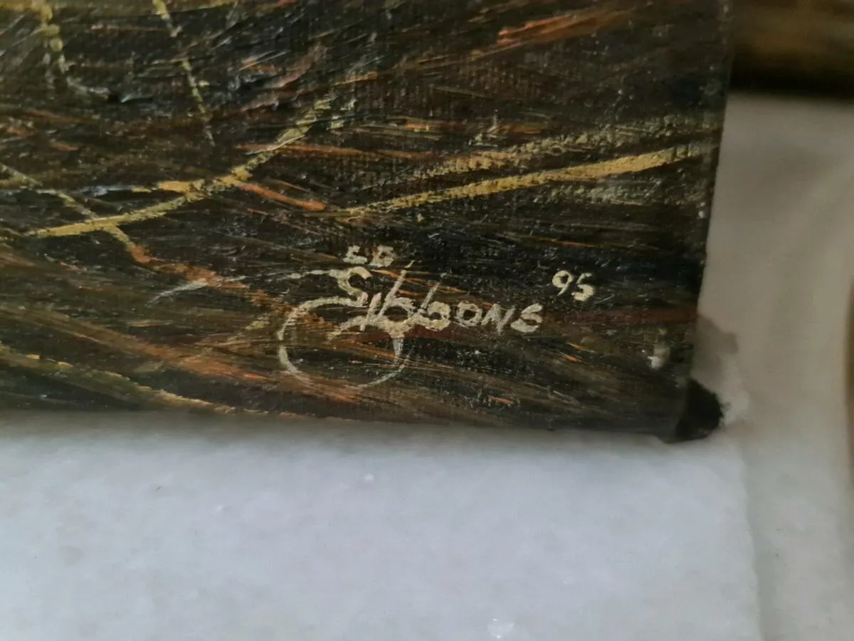 Large Vintage jaguar oil on canvas POSTAGE AVAILAB - Image 2