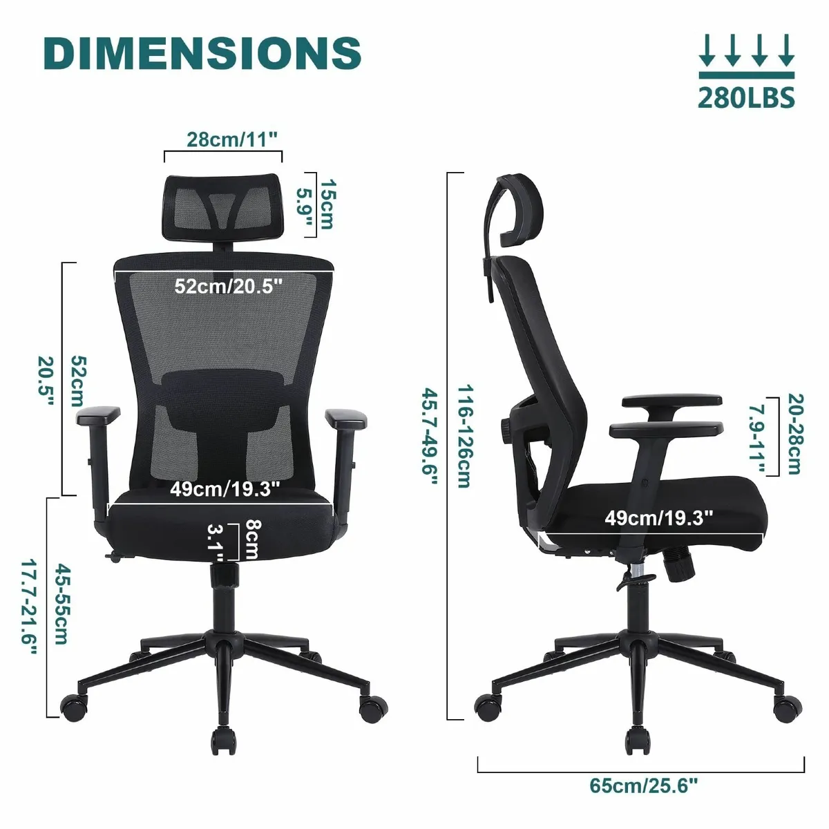 Ergonomic Office Chair Desk with Adjustable - Image 3