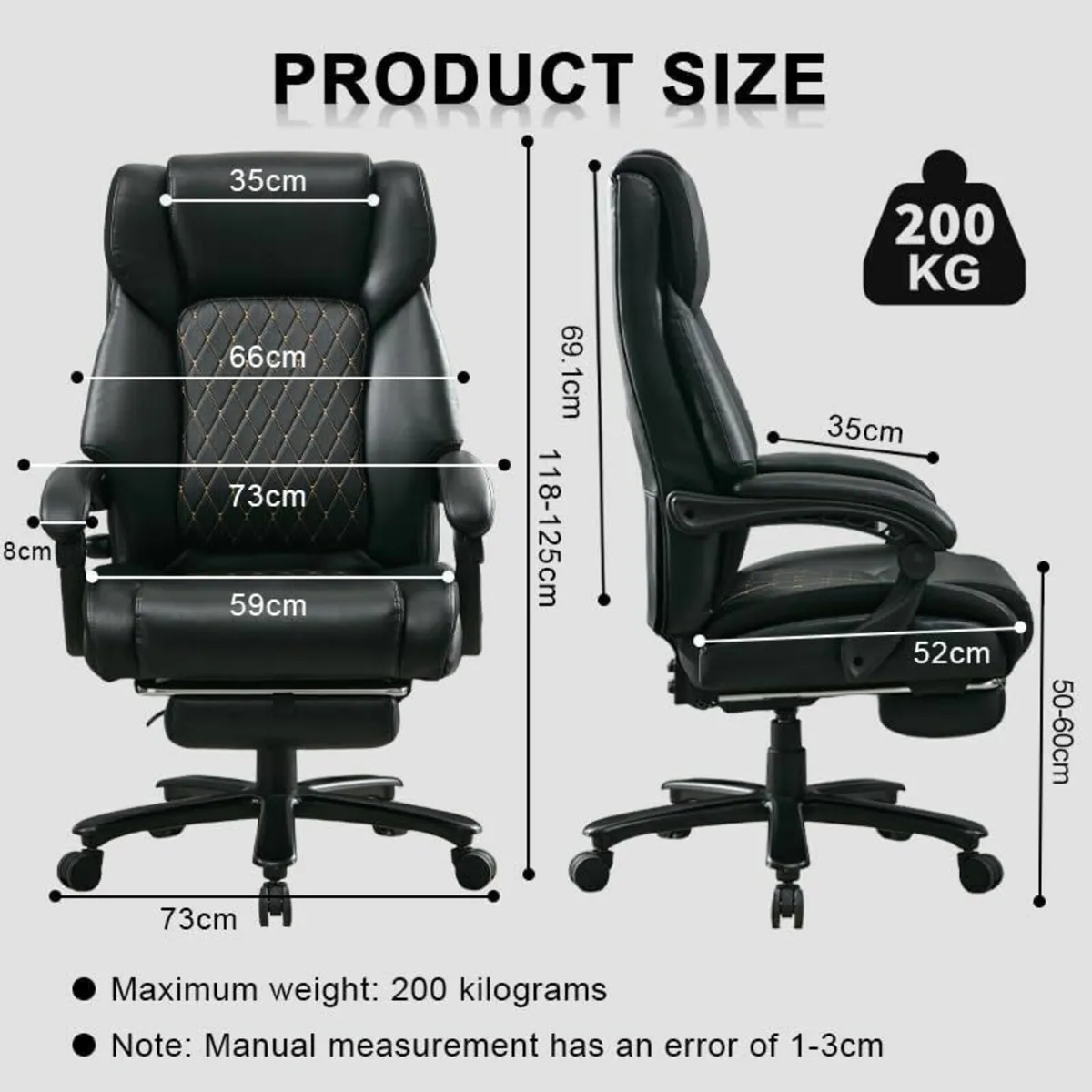 Big and Tall Office Chair 200KG PU Leather - Image 3