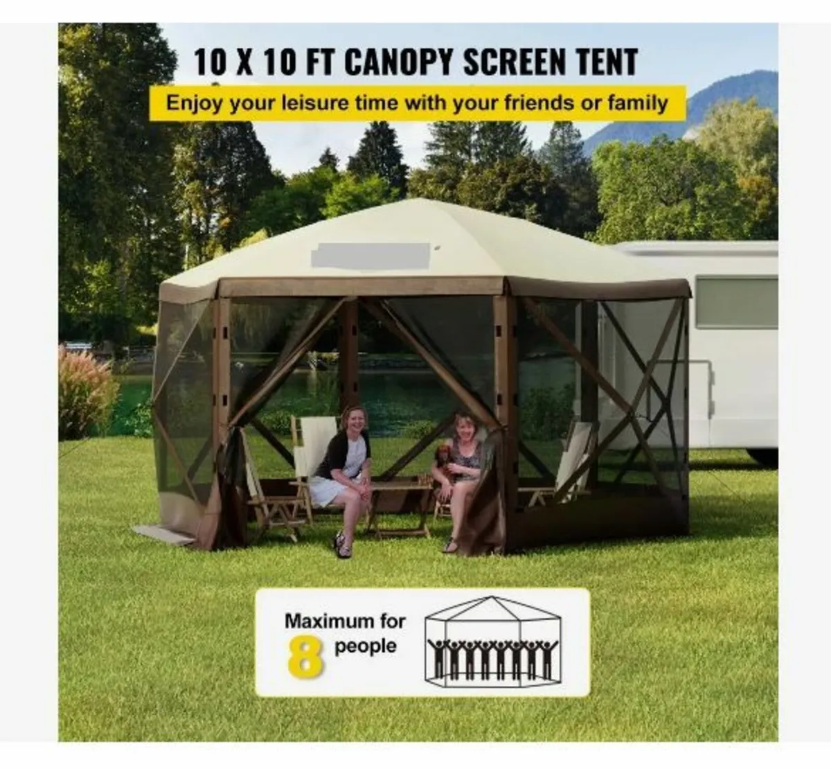Gazebo Screen Tent, 10 x 10 ft, 6 Sided Pop-up - Image 2