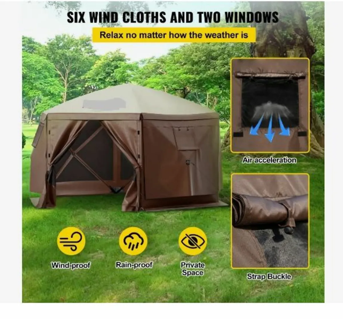 Gazebo Screen Tent, 10 x 10 ft, 6 Sided Pop-up - Image 4