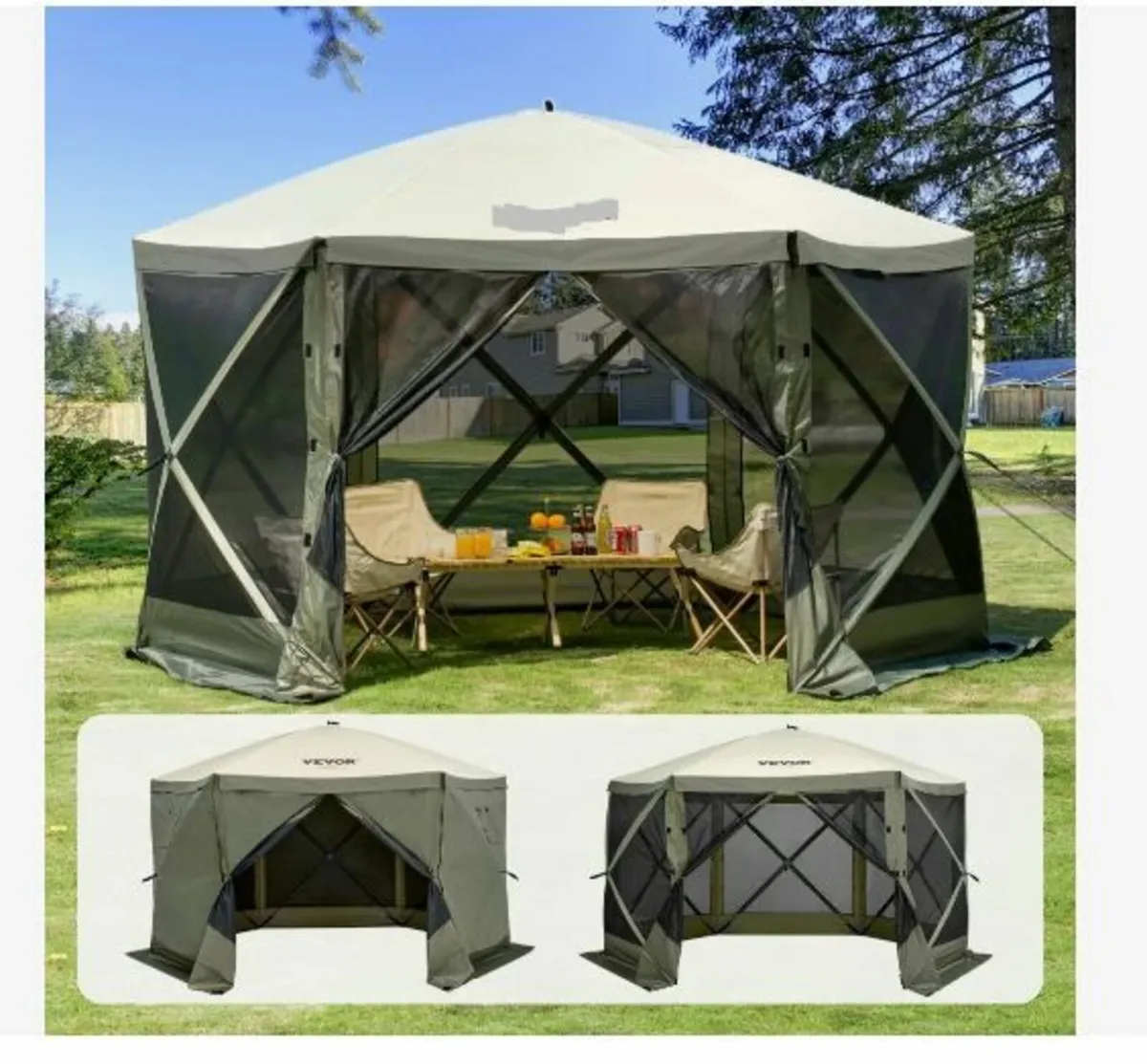 Pop Up Gazebo Tent, Pop-Up Screen Tent 6 Sided - Image 1