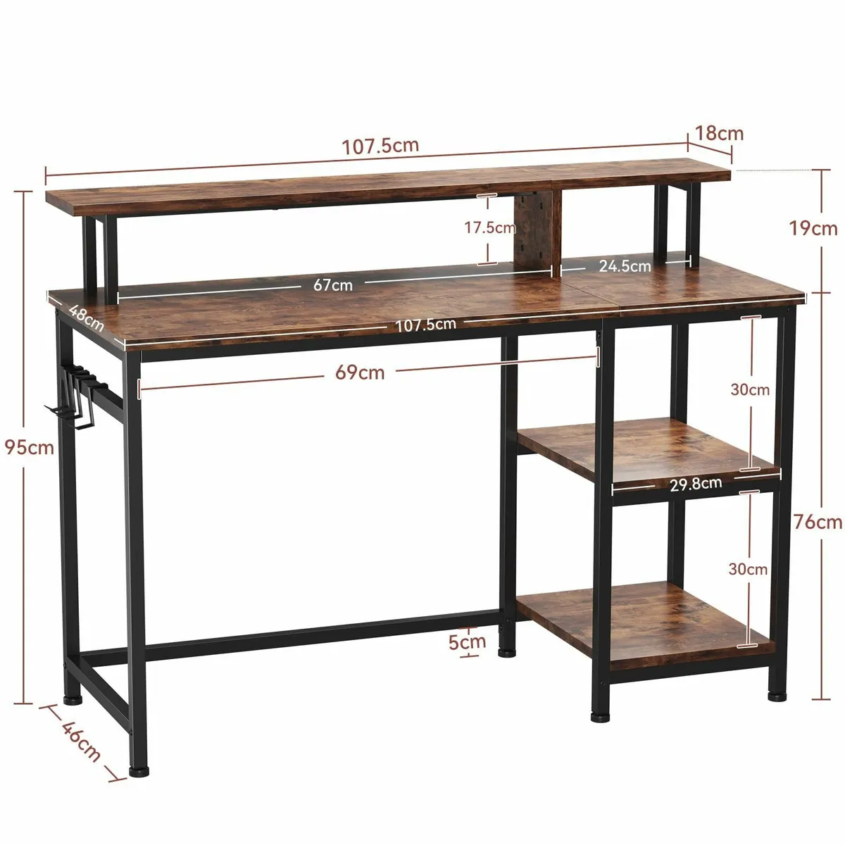 Computer Desk Home Office with Monitor Stand - Image 3