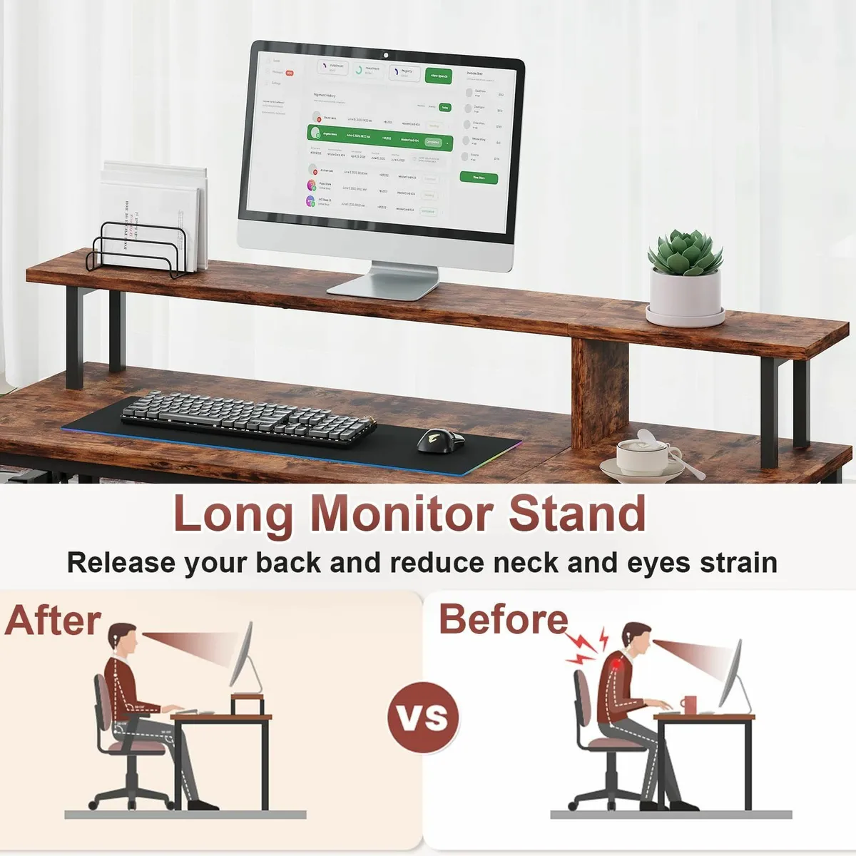 Computer Desk Home Office with Monitor Stand - Image 4