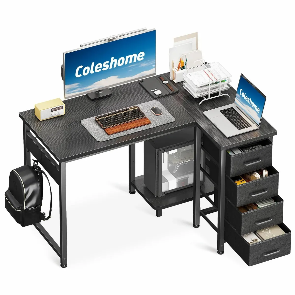 Computer Desk with Drawers 100x70 cm Corner for - Image 1