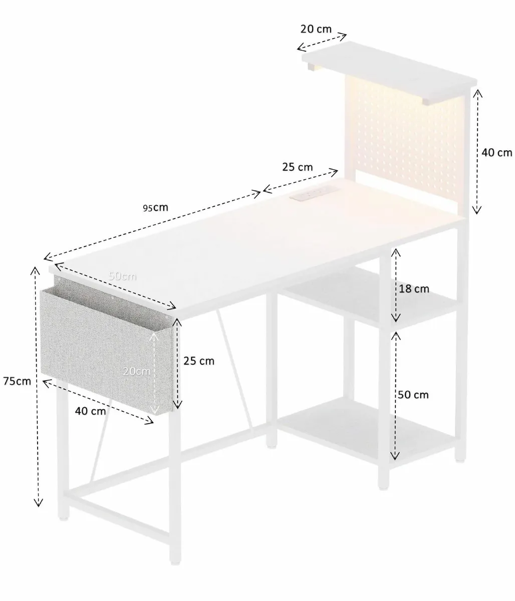 Gaming Desk 120 x 50 cm with Pegboard Power - Image 3