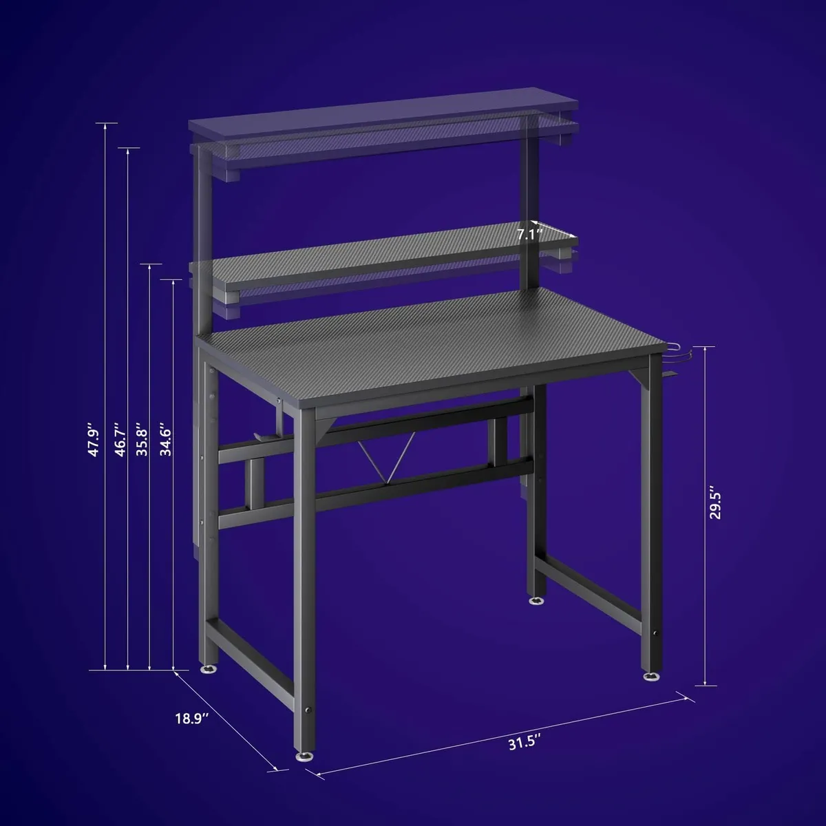 Gaming Desk 80CM Industrial Writing with Height - Image 3