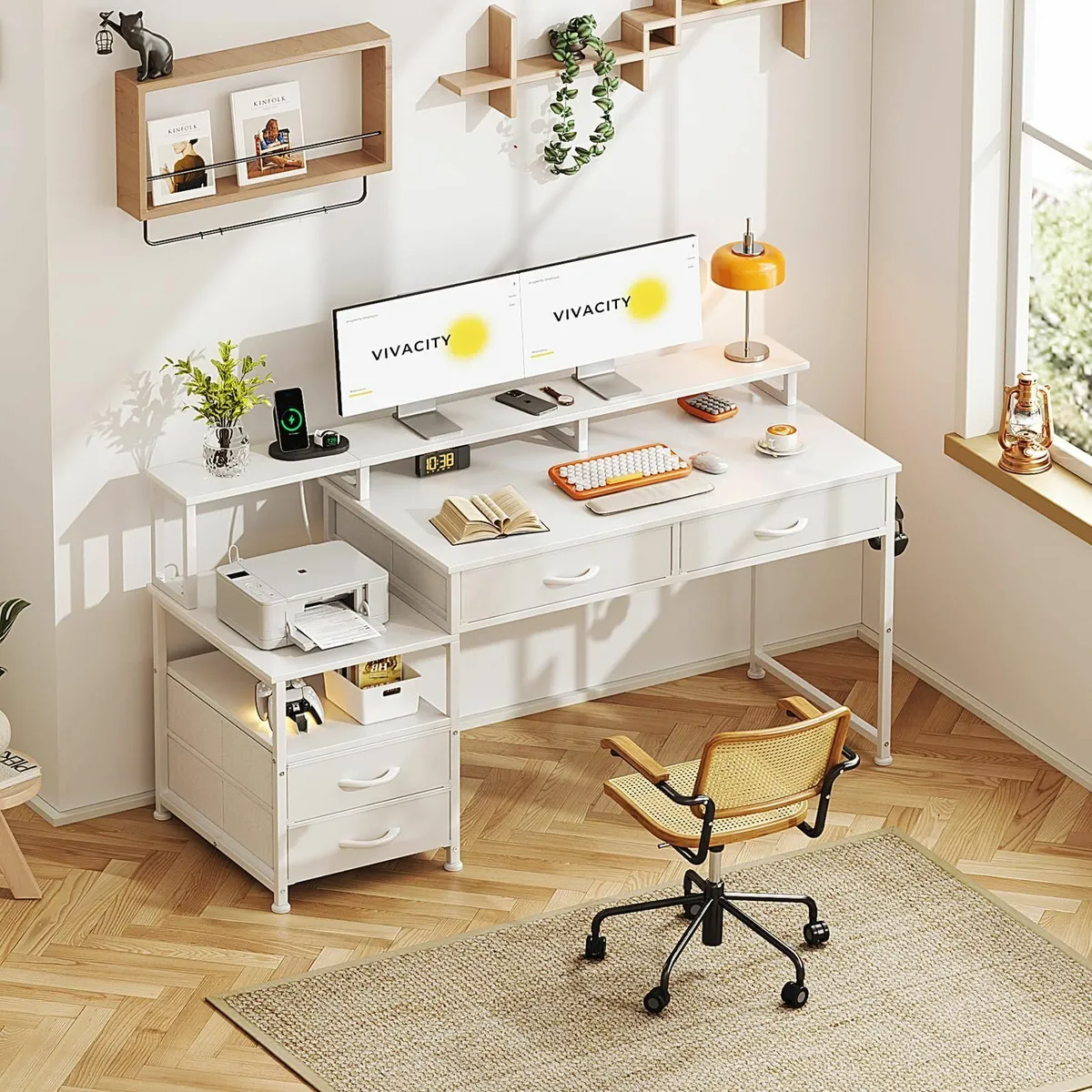 53 Computer Desk with Power Outlet and Monitor - Image 2