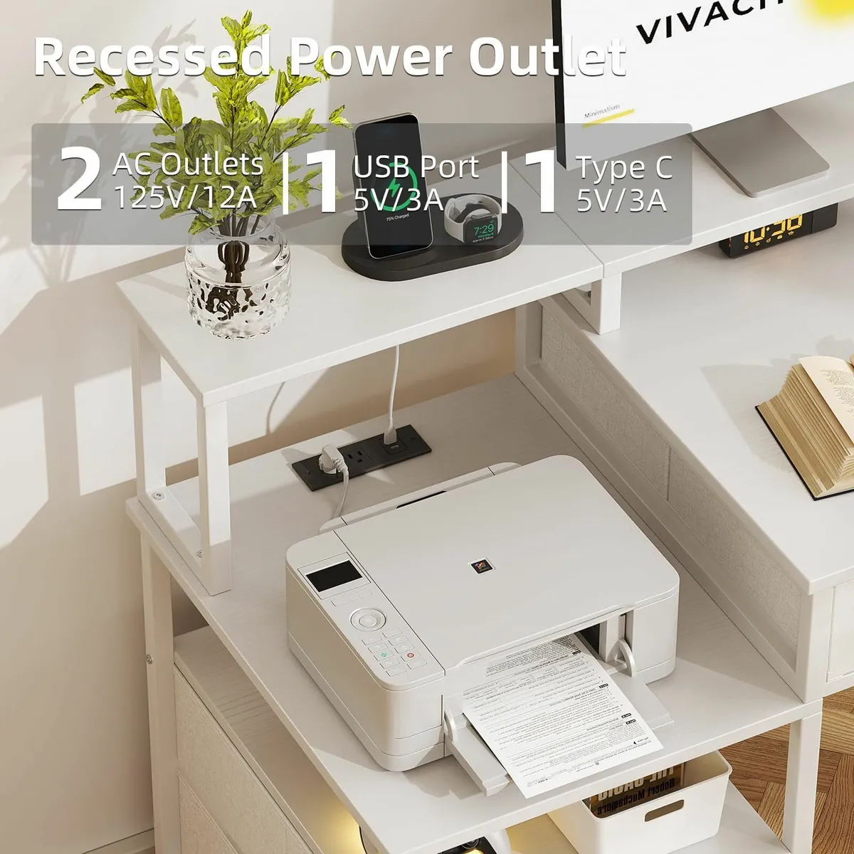 53 Computer Desk with Power Outlet and Monitor - Image 4